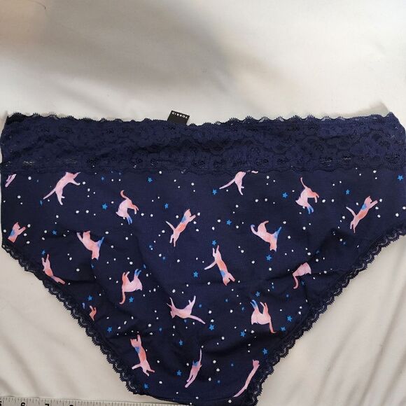6X 30W Torrid Blue Hipster Panty Galaxy Cat Space Lace Lingerie Stars Cotton Str - Picture 5 of 7